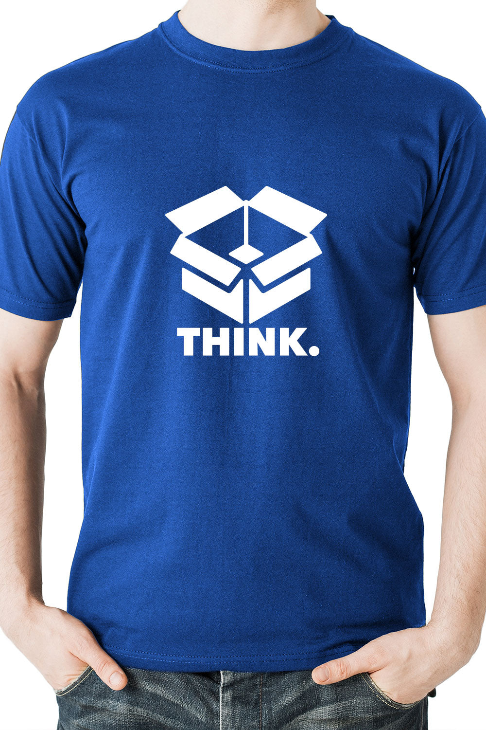Think Outside the Box - Blue printed Tee