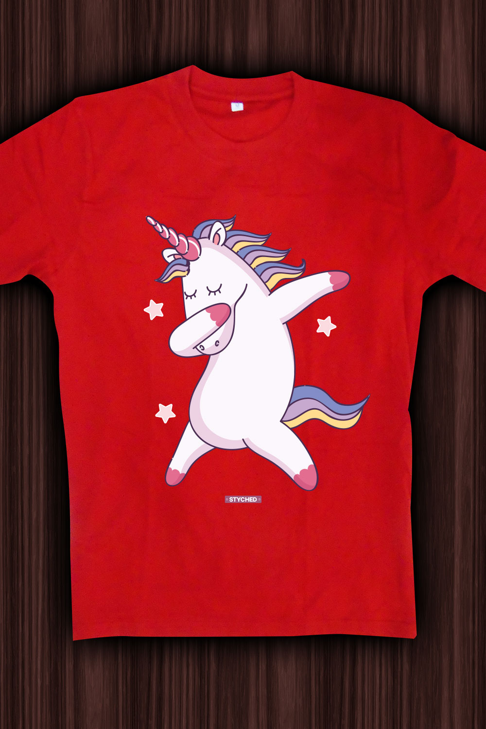 Cute Unicorn doing a dab dance - Quirky Graphic T-Shirt Red Color