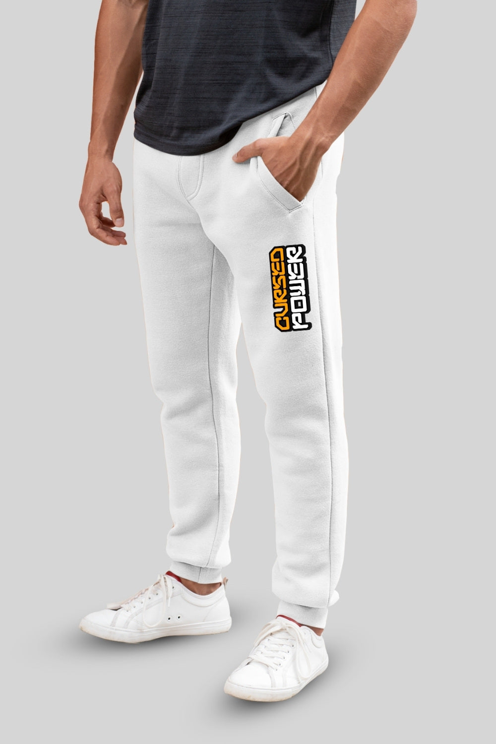 Cursed Power Print White Jogger
