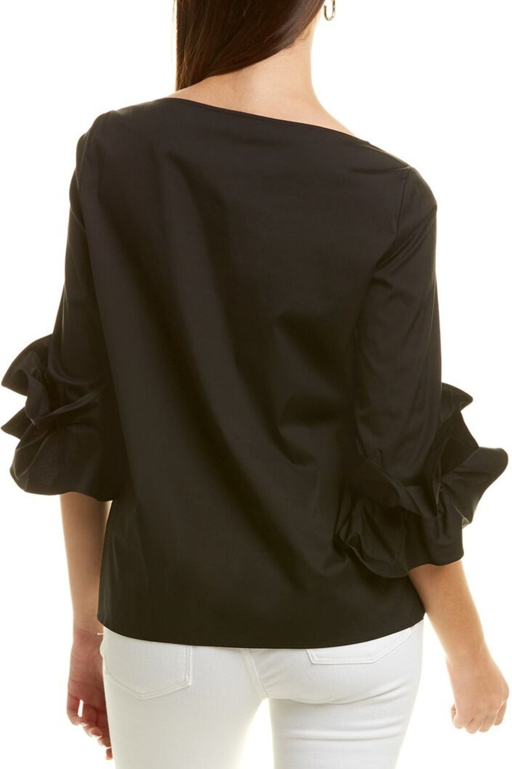 Black Elbow Length Sleeve Detail Top
