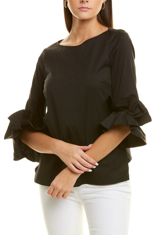 Black Elbow Length Sleeve Detail Top