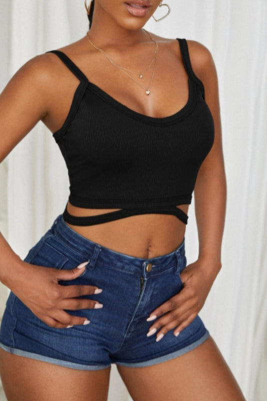 Cut-Out V Neck Crop Top