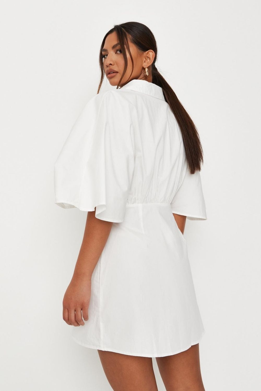 Kimono Sleeve White Print Dress