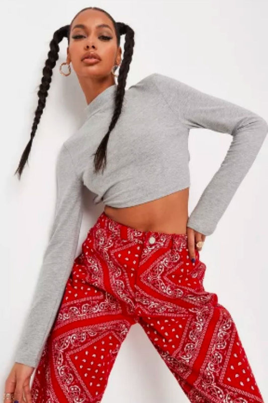 Long Sleeves Open Back Crop Top