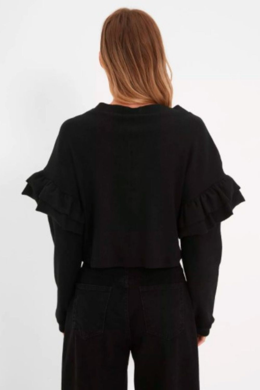 Love Music Black Ruffled Top