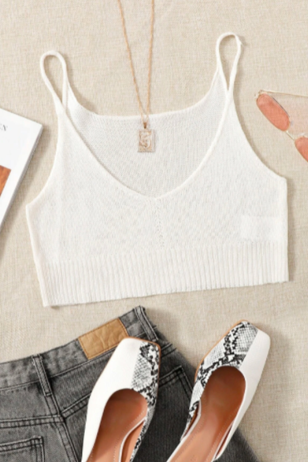 Round Neck White Crop Top