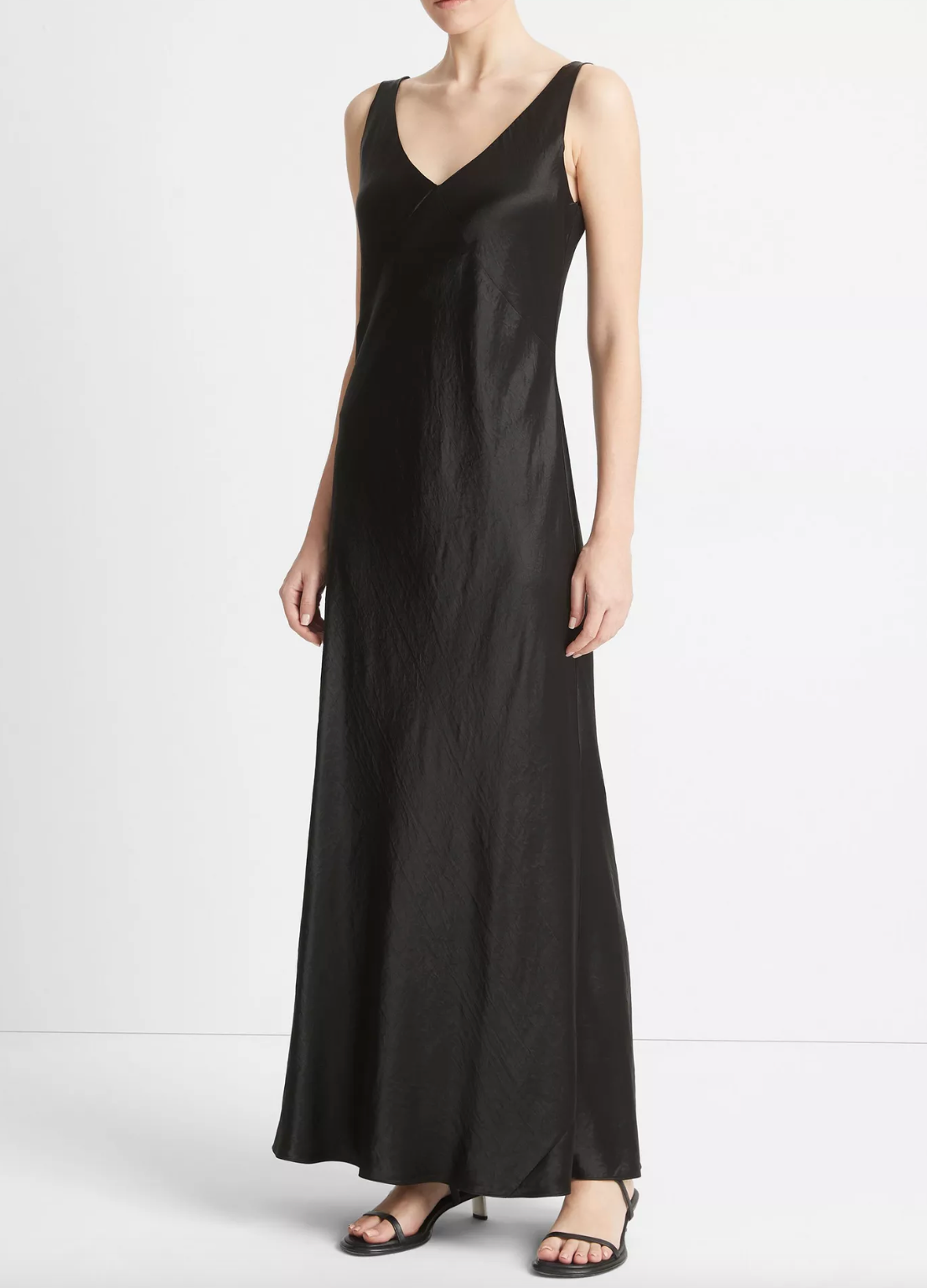 Wood Drape Black Dress
