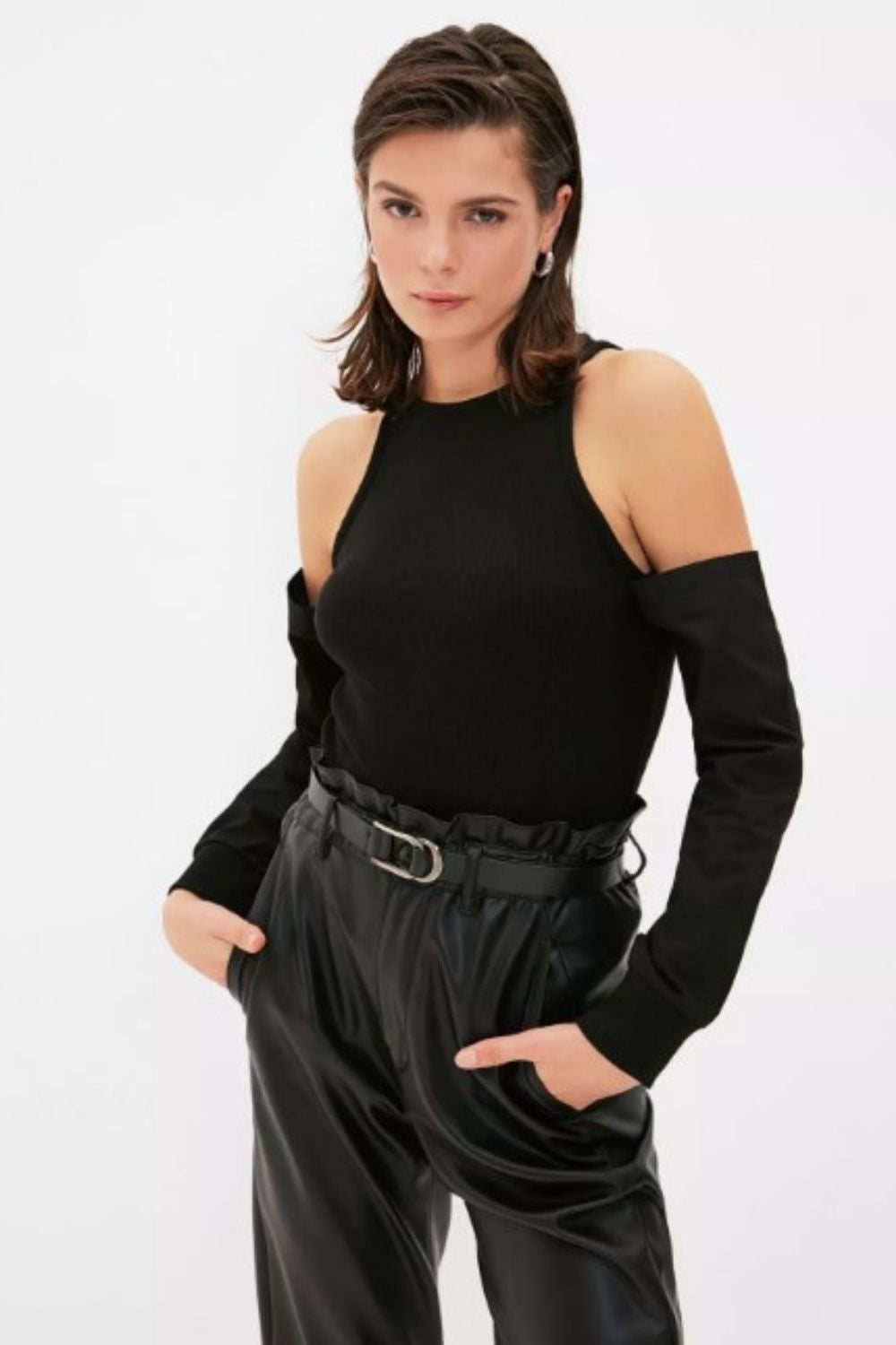 Simple Me Black Cold Shoulder Top