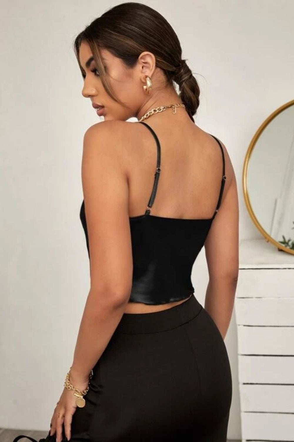 black satin tops for womens