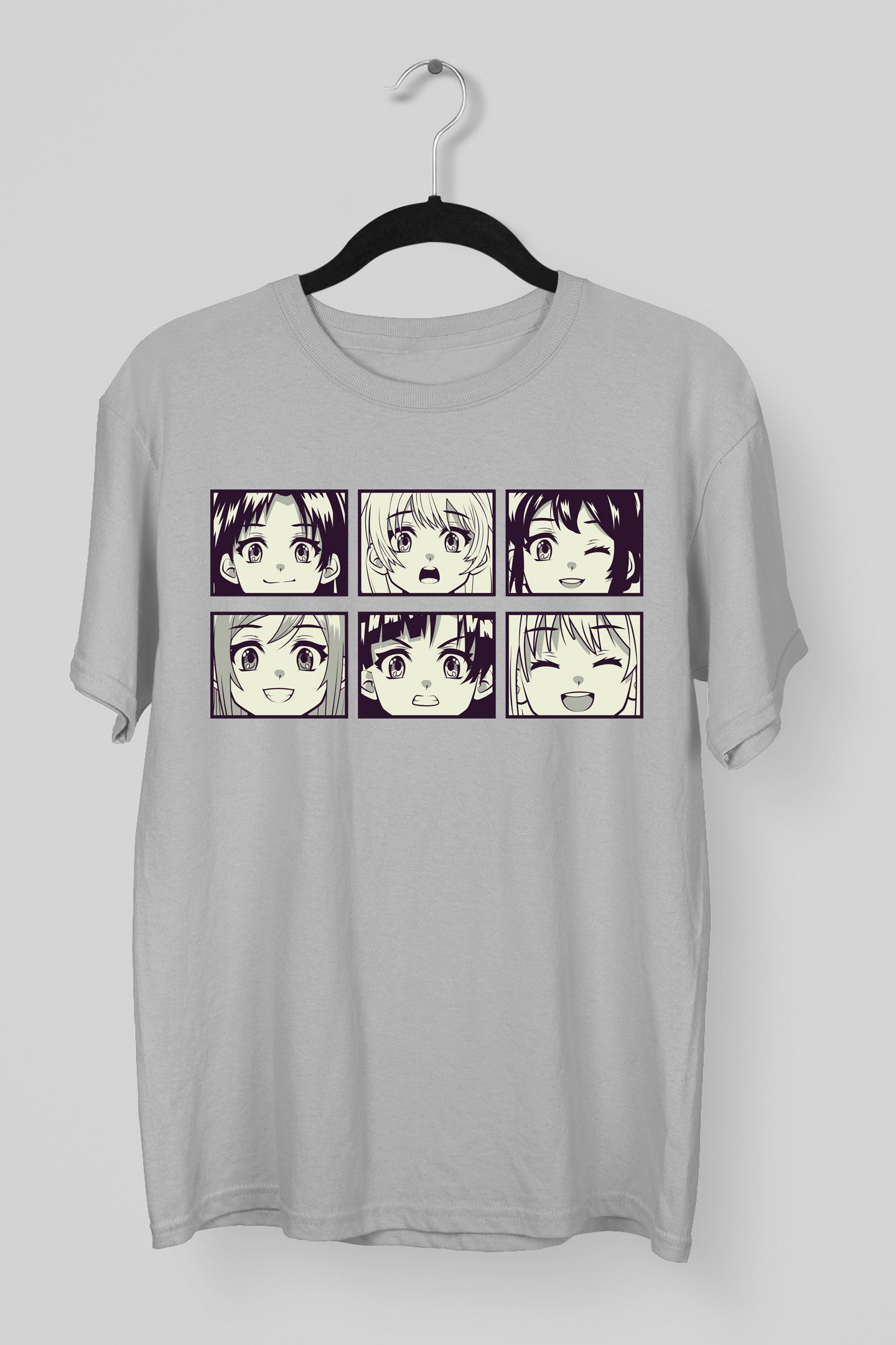 Anime Faces Grey Tee