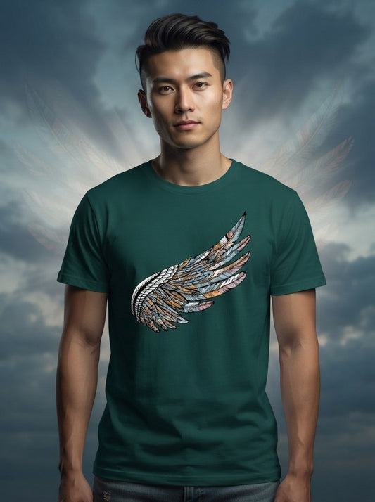 Broken Wing Graphic Printed Green Tshirt