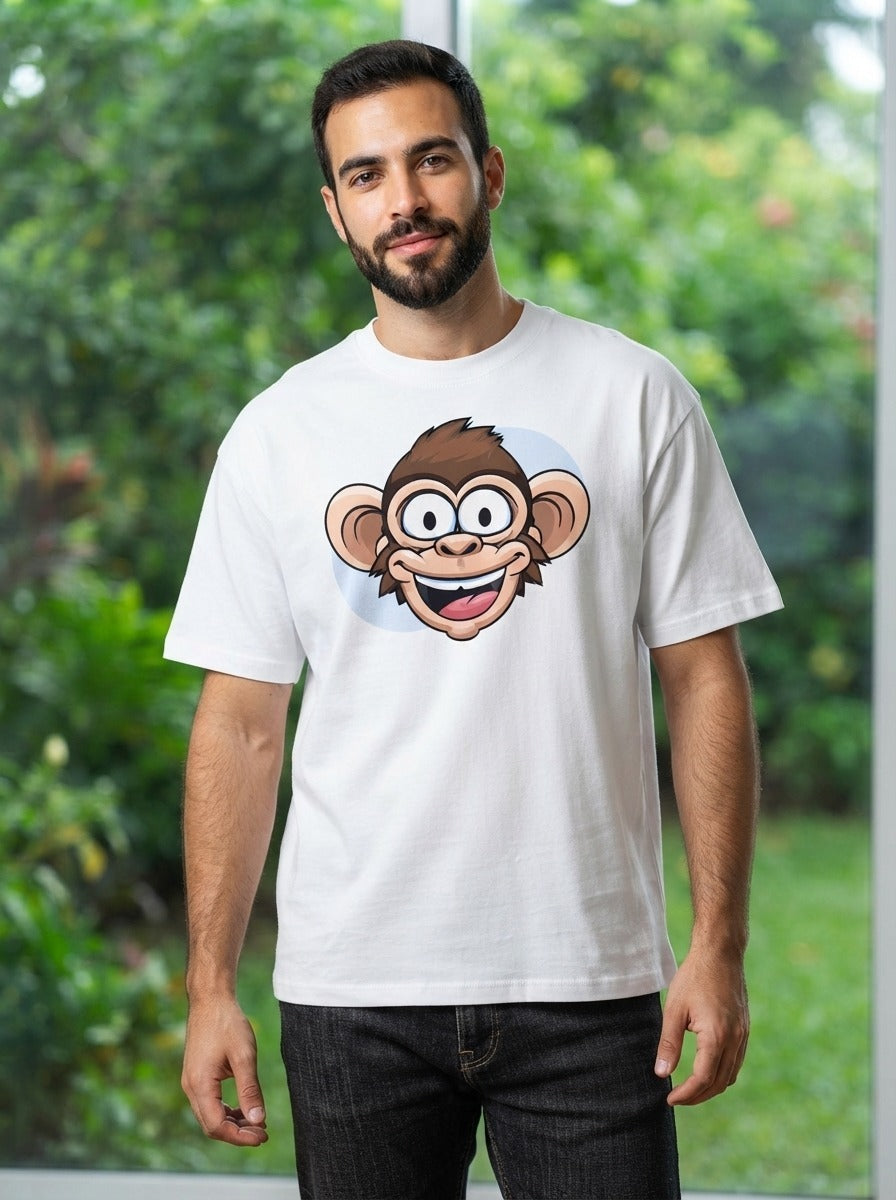 Monkey White Oversized Tee