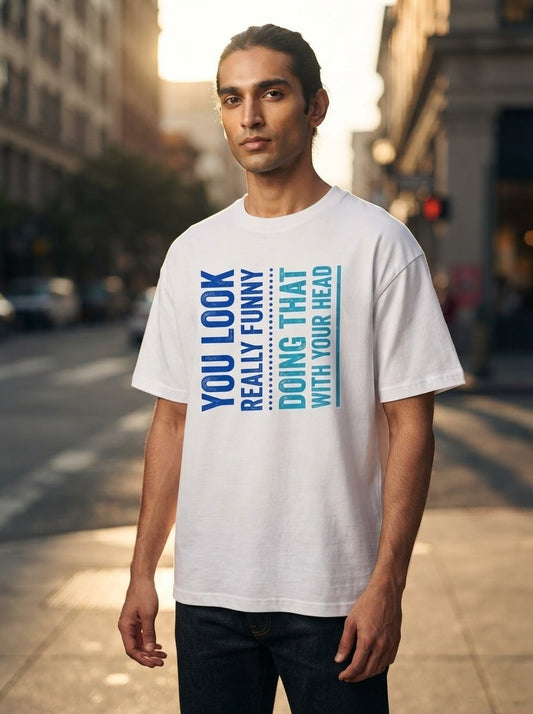 Look Funny White Oversized Tee