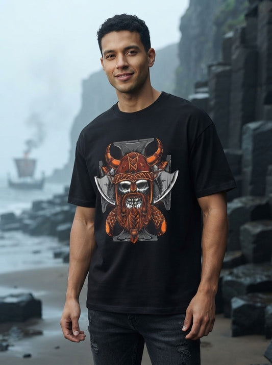 Viking Skull Black Oversized Tee