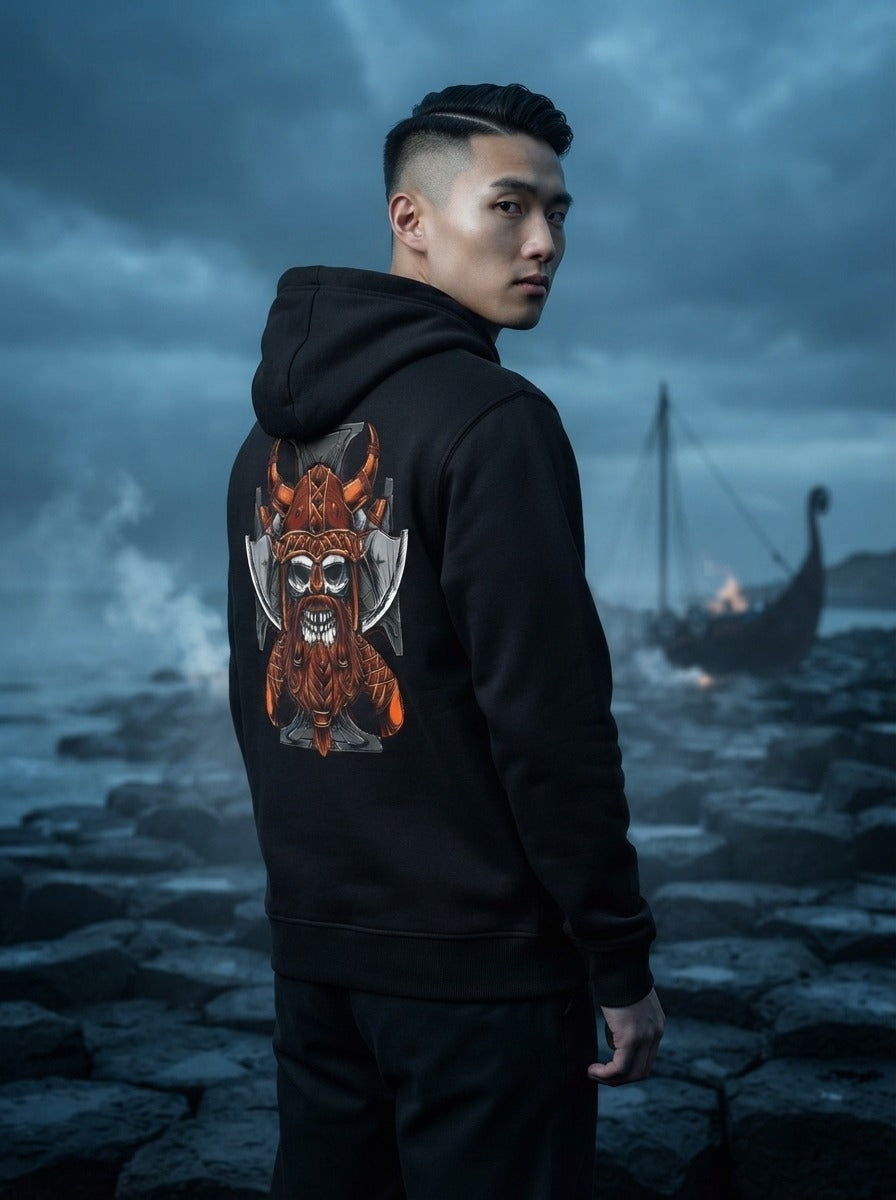 Viking Skull Black Hoodie