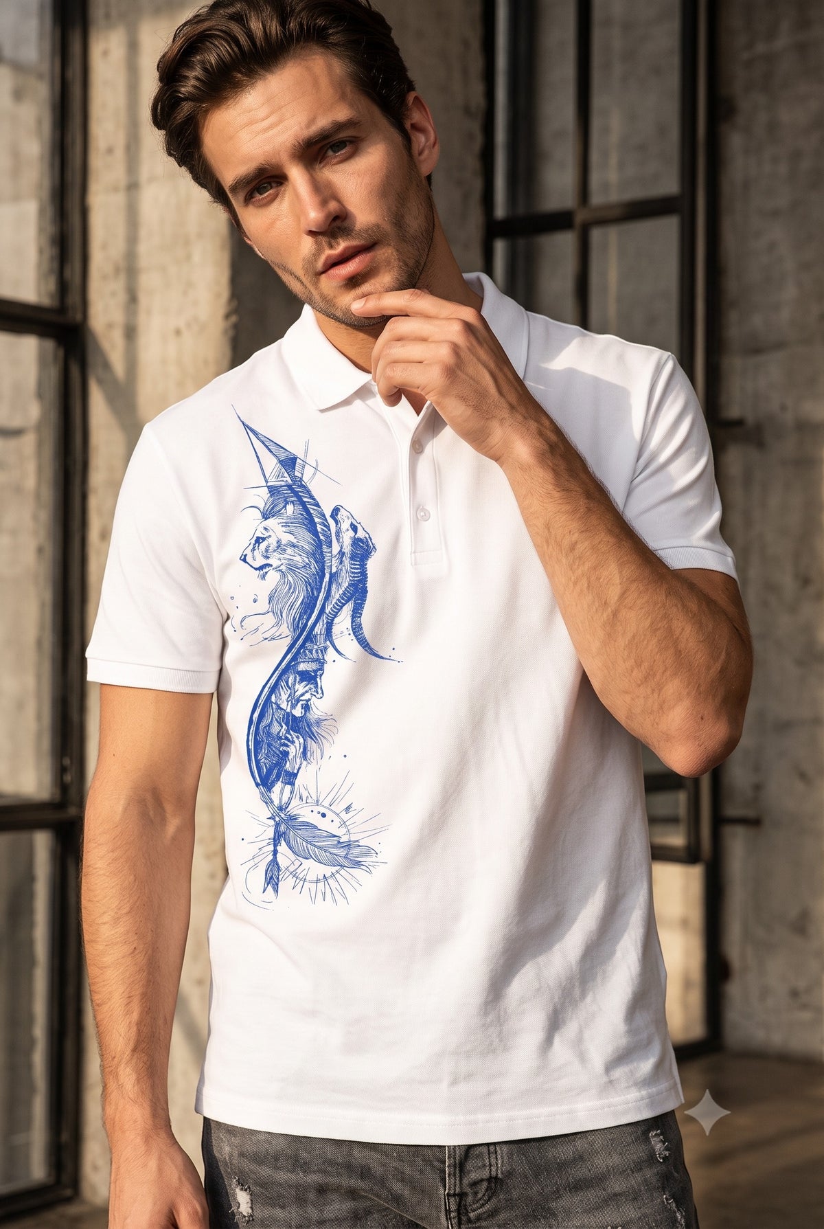 Koi Lion White Polo