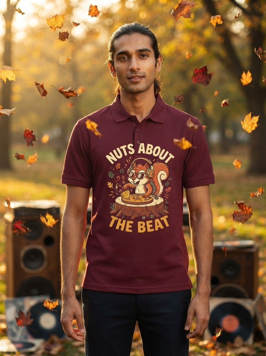 Nuts About The Beat Maroon Polo