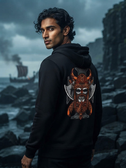 Viking Skull Black Zip Hoodie