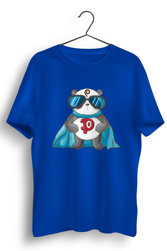 Super Panda Graphic Printed Blue Tshirt