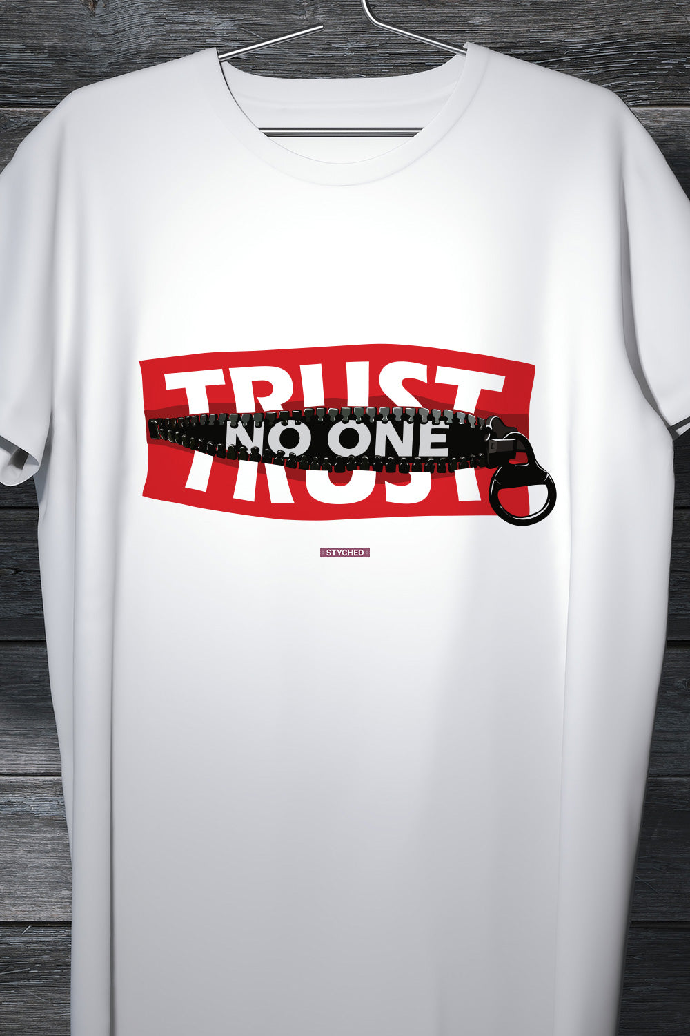 Paytm Exclusive - Trust No One - Graphic Printed White T Shirt