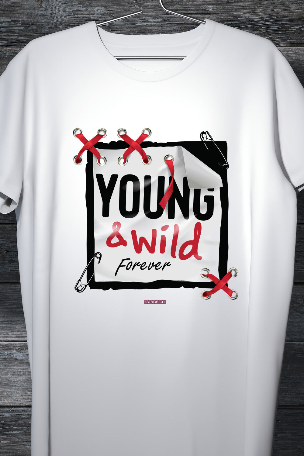 Paytm Exclusive - Young and Wild forever - Graphic printed white casual fashion tshirt