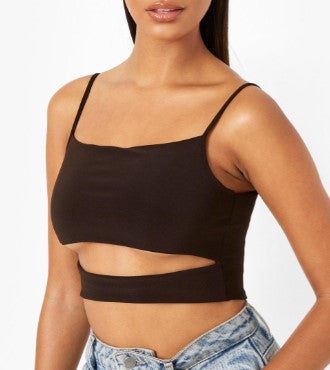 Double Layer Slinky Cut Out Square Cami Top