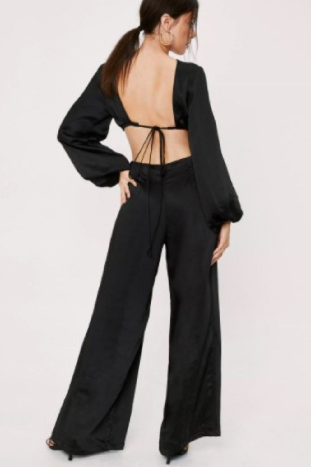 Backless Tie-Up Silky Jumpsuit