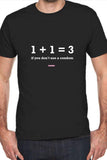 One Plus One is Three - Quirky Graphic T-Shirt Black Color