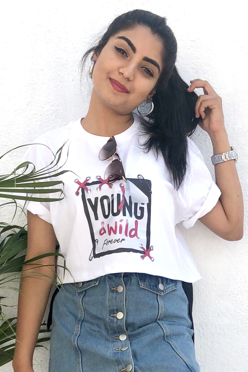 Movip Young and Wild Graphic Printed Tshirt White