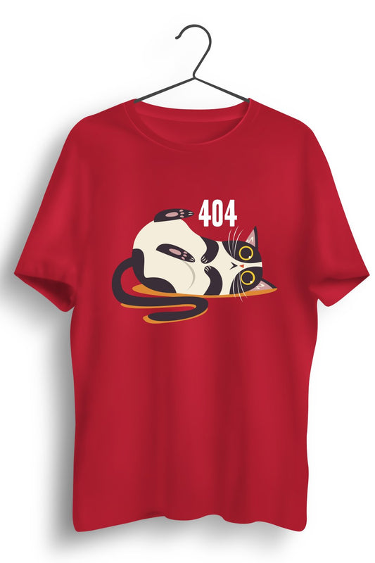 404 Cat : Graphic Printed Red Tshirt