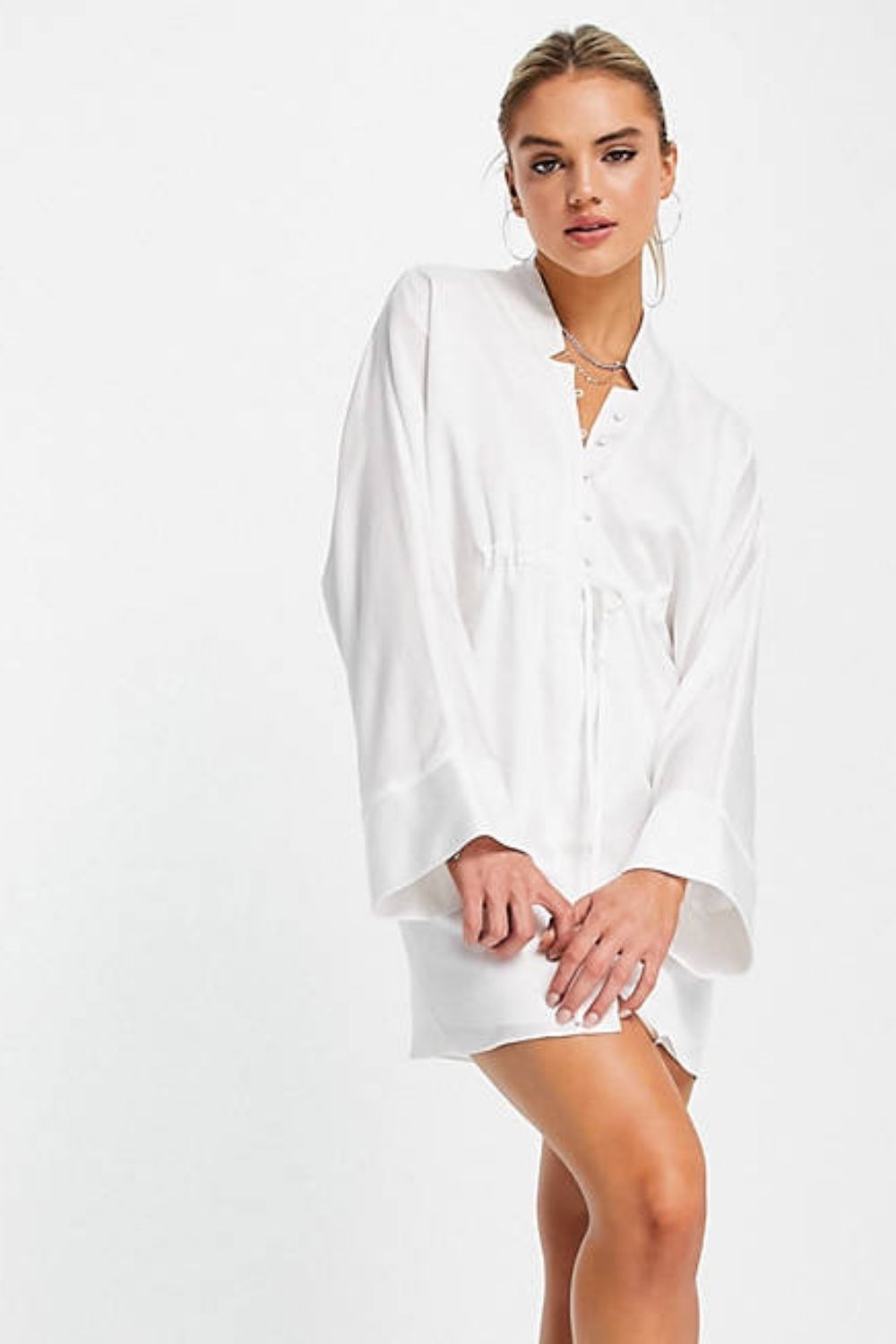 OverSized Shirt Dress With Ruched Front