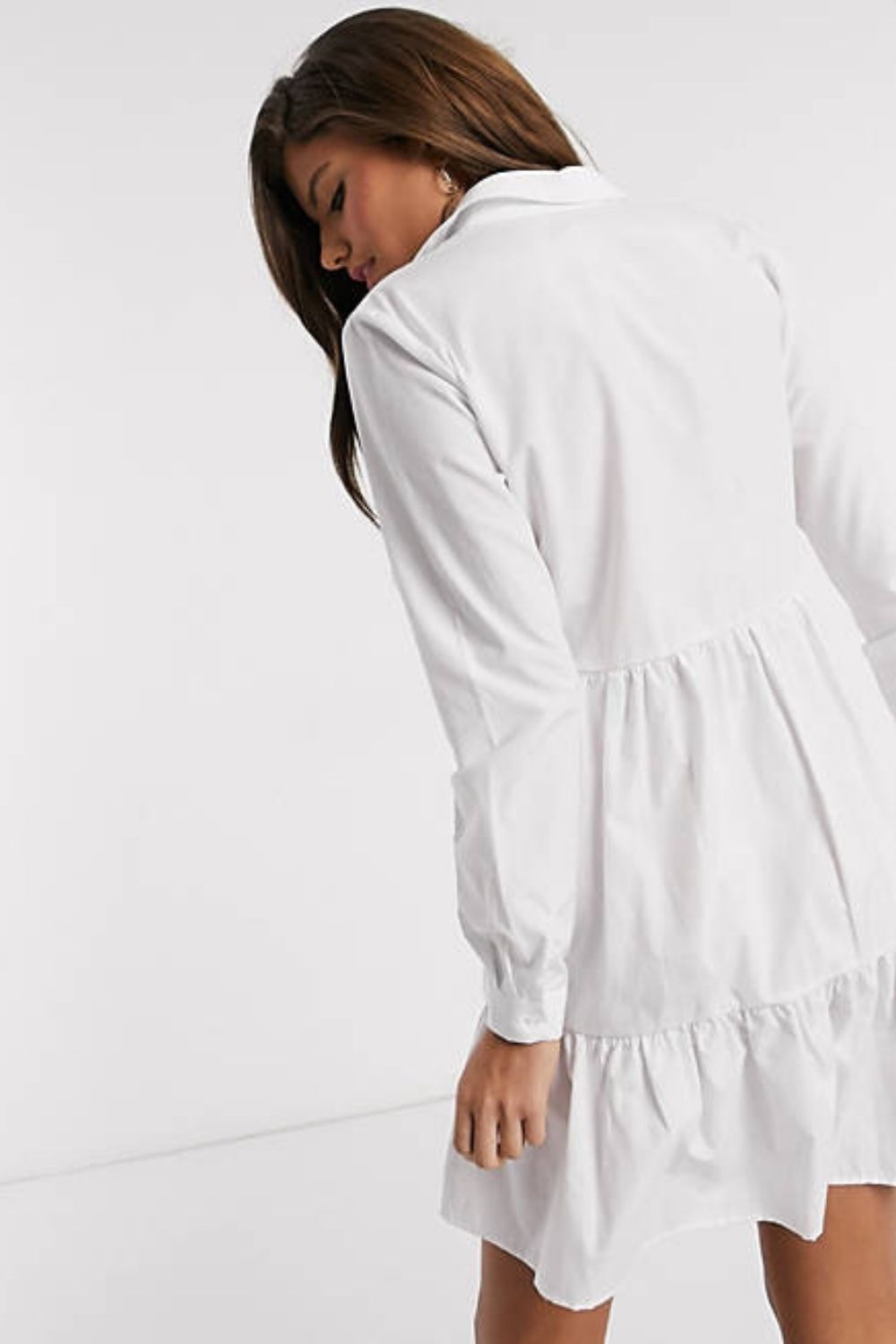 Shirt Dress In White – Styched Fashion