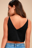 Button Open And Tie Knot Detail In Front Black Top