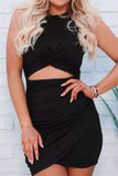Hollow Out Twist Bodycon 
Dress In Black