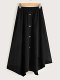 Asymmetrical Hem Button Skirt