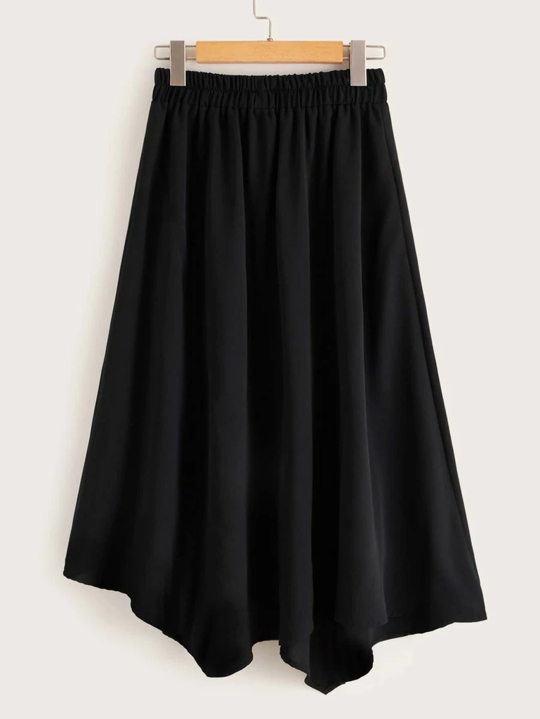 Asymmetrical Hem Button Skirt