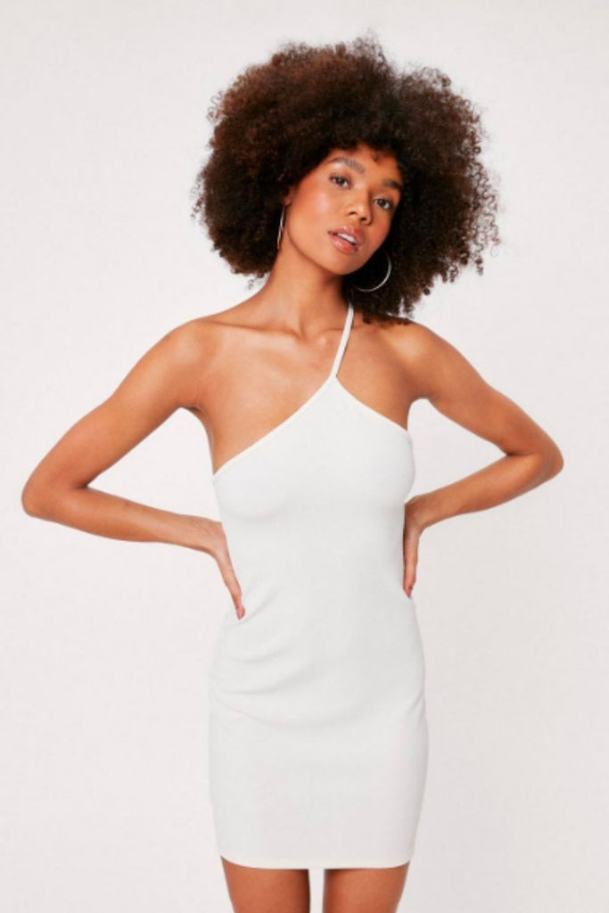 Asymmetrical Strappy Dress White