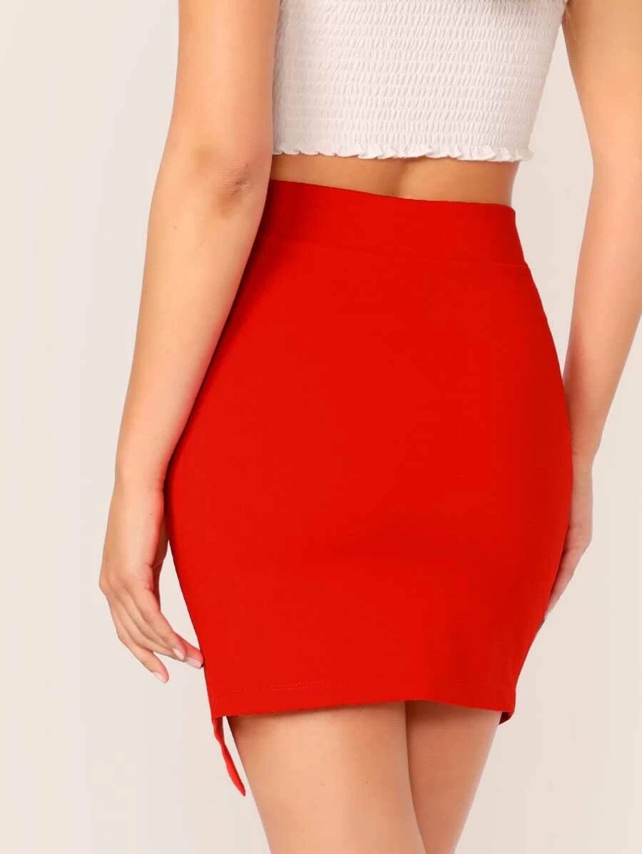 Asymmetrical Wrap Hem Skirt