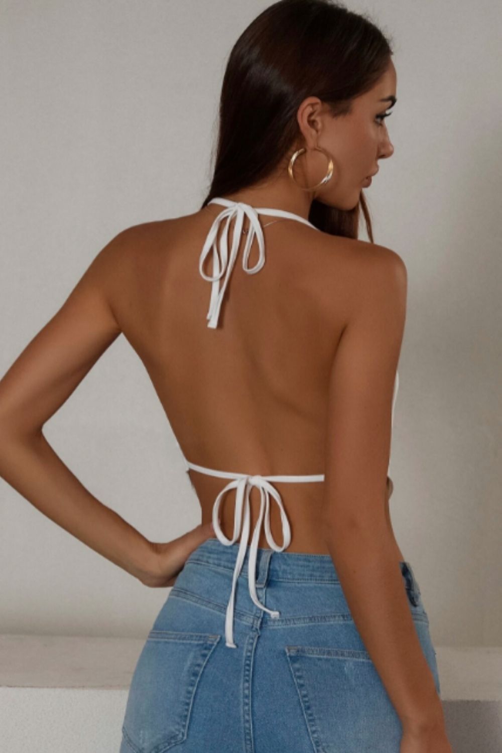 Backless Knotted Bandana Halter Top