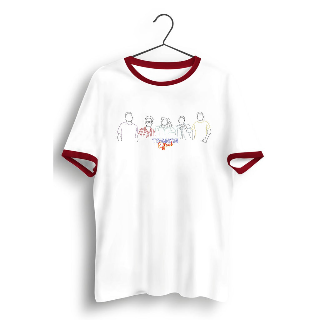 Band Silhouette White and Red Ringer Tee
