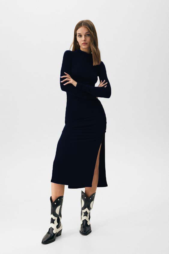 Black Cut-Out Midi Dress