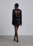 Black Long Sleeve Backless Mini Dress