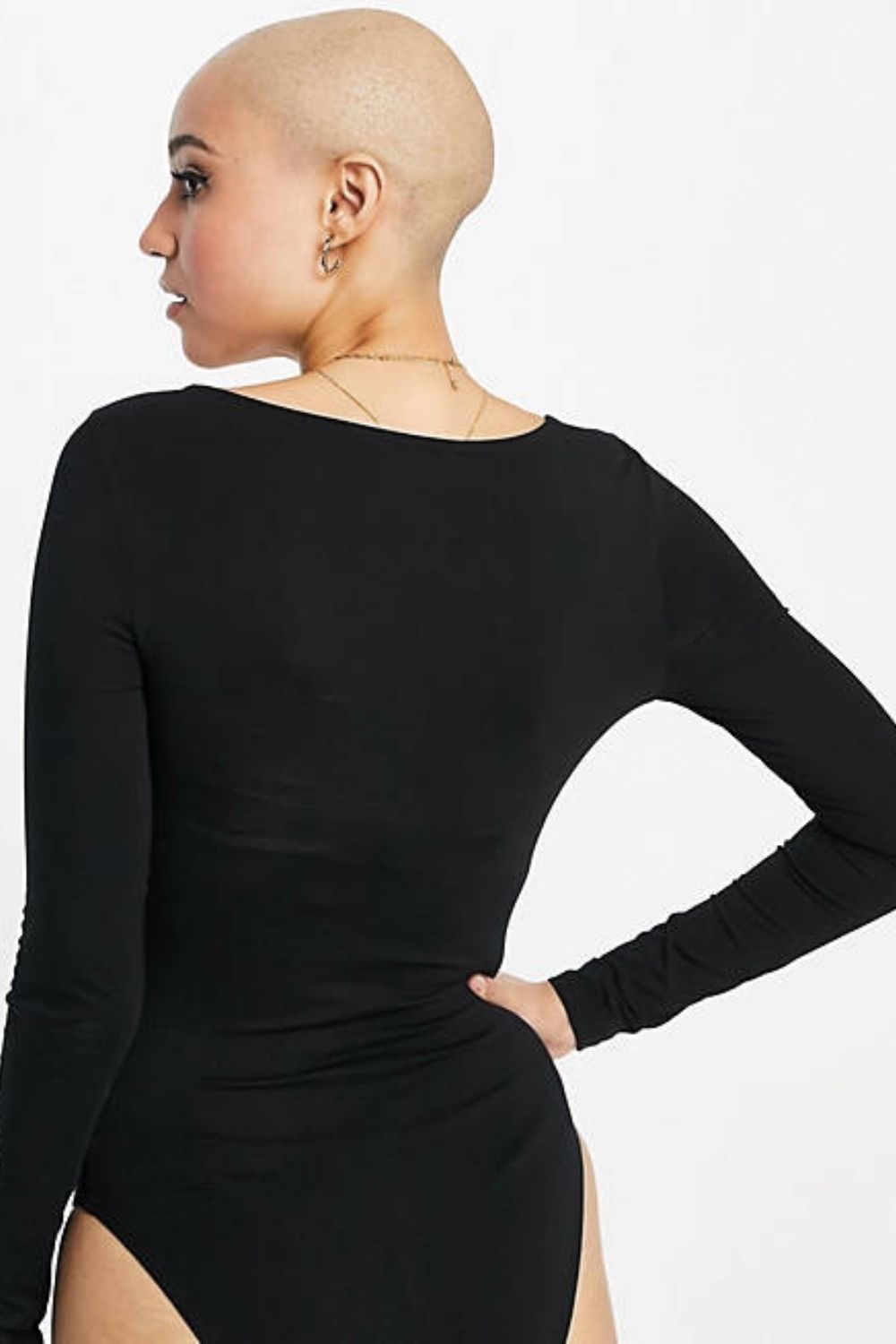 Bodysuit Scoop Neck Black Top – Styched Fashion