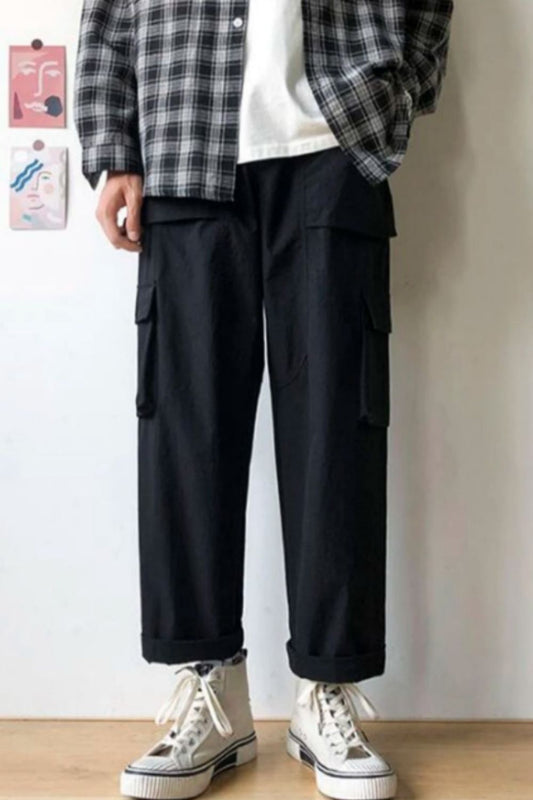Black Pocket Cargo Trousers