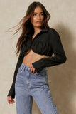 Black Ruched Collar Top