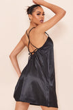 Black Satin Mini Sleeveless Dress