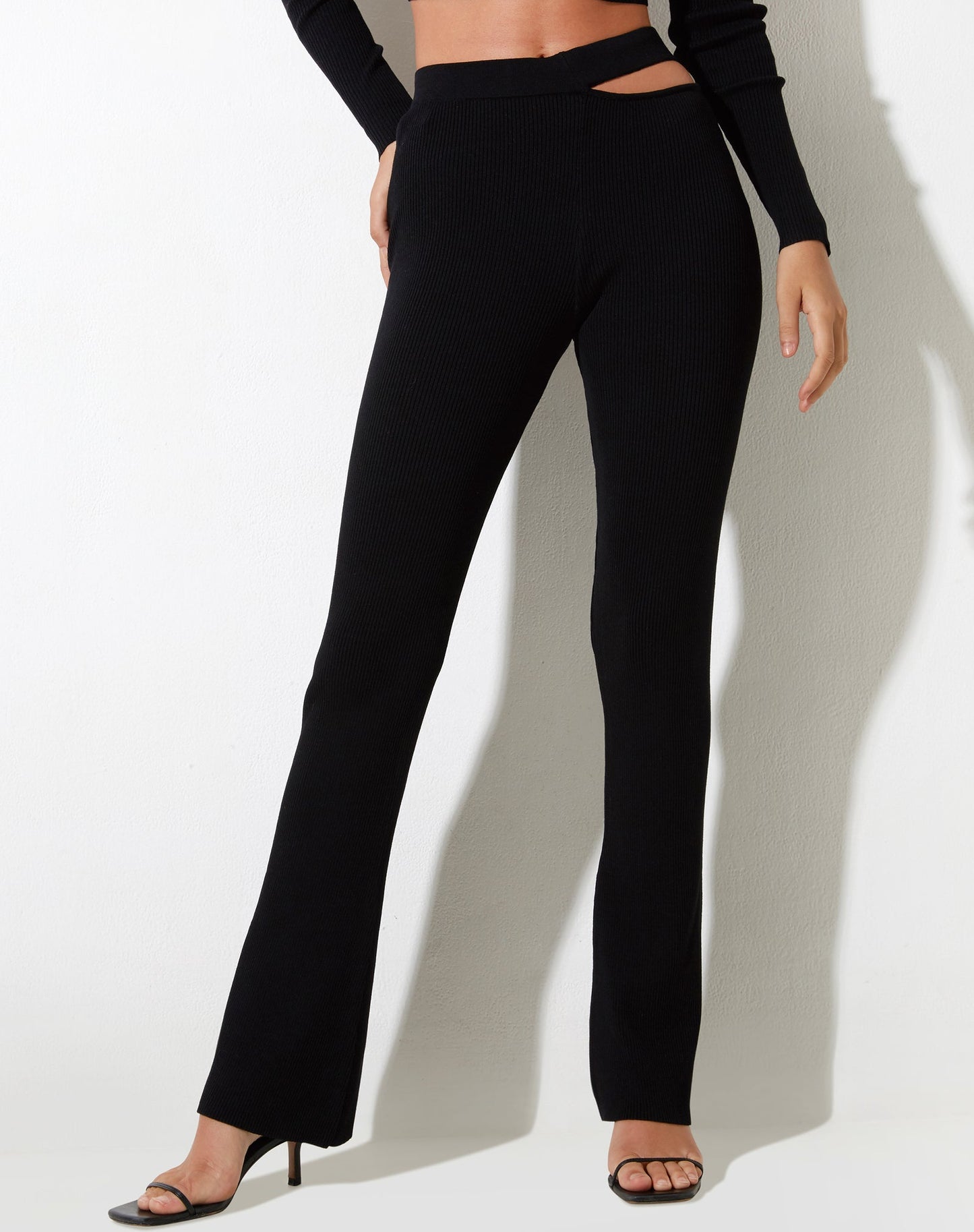 Black Trouser In Lycra With One SIde Cut Out Waist