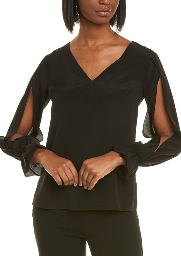 Black V neckline Top with Cut out Full Sleeve