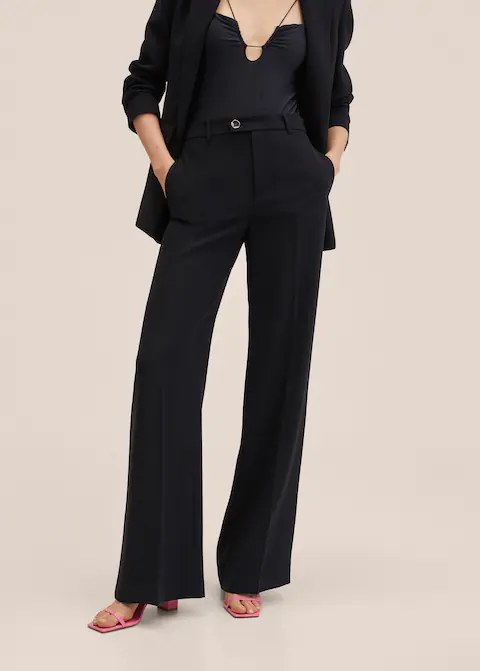 Black Wide Leg Suit Trouser  Styched Fashion