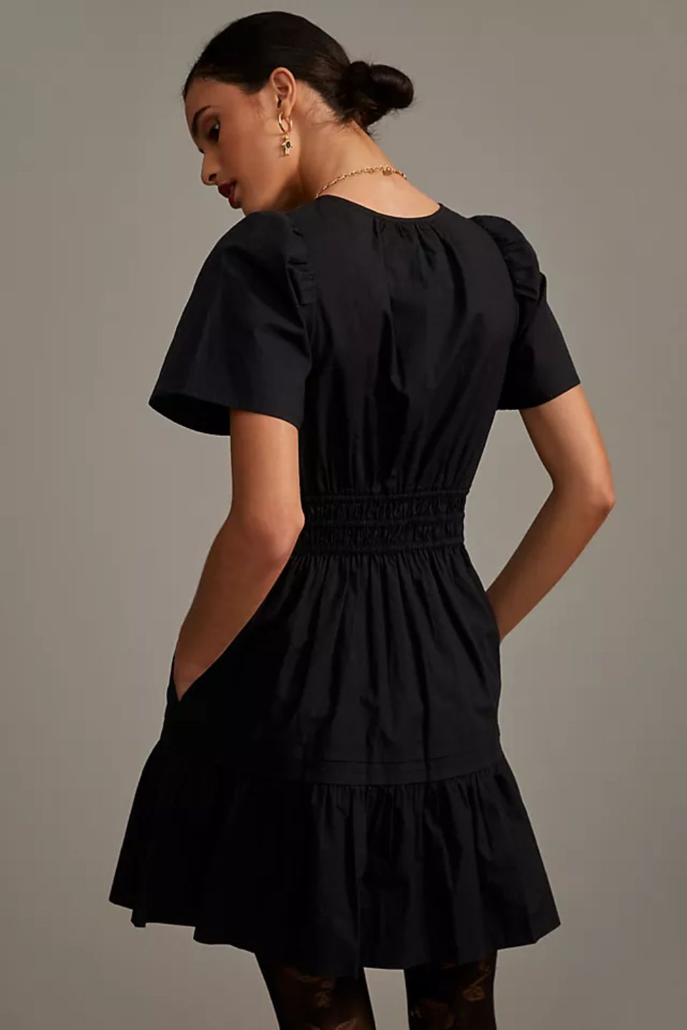 Black Woven Cute Summer Mini Dress